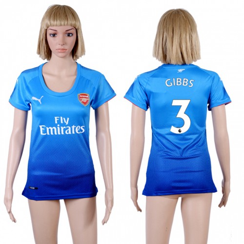 Women's Arsenal #3 Gibbs Away Soccer Club Jersey - Click Image to Close